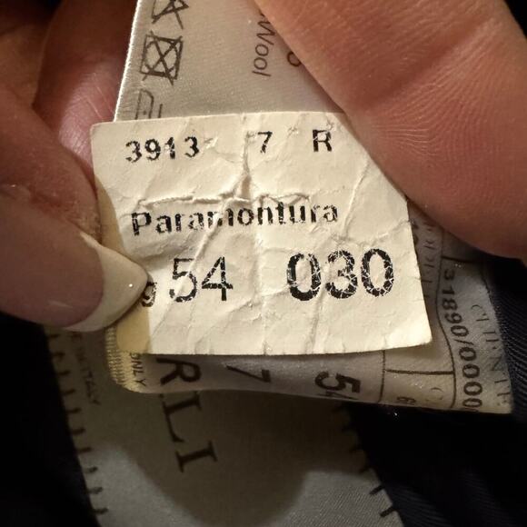 Canali Two Button Single Breasted Wool Blazer Graph Checked Blue Pockets Sz 44R - Picture 12 of 14